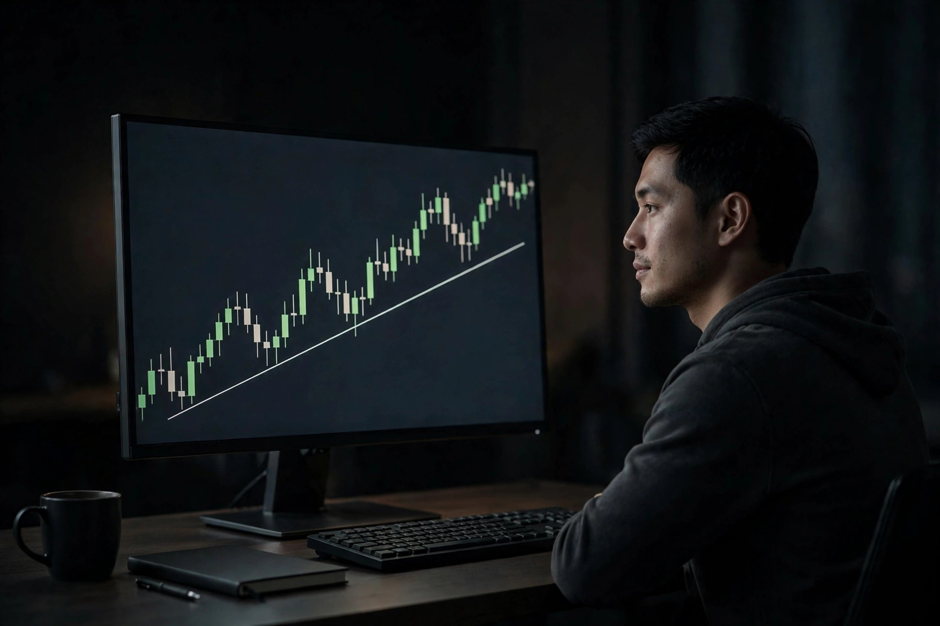 A calm trader reading one clean chart with clear market structure